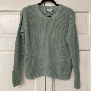 Lucky Brand Tie Back 100% Cotton Sage Sweater Size Medium Knitted‎ Knit Sweater